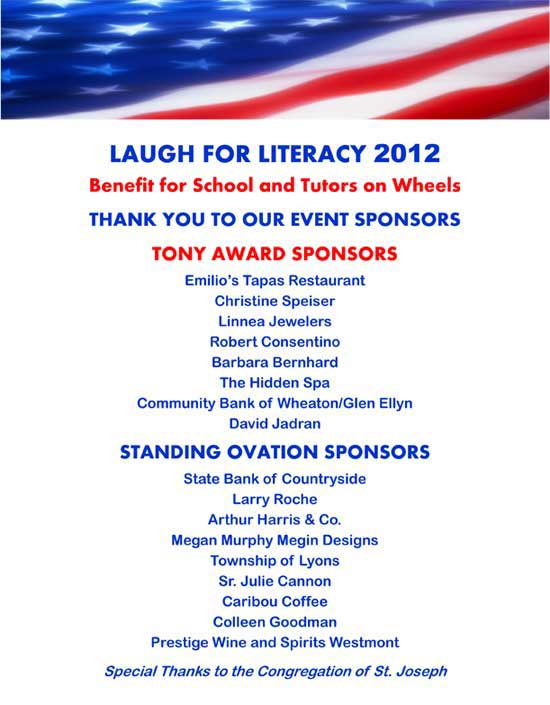 Sponsors of Laugh of Literacy 2012