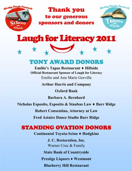 Sponsors of Laugh for Literacy